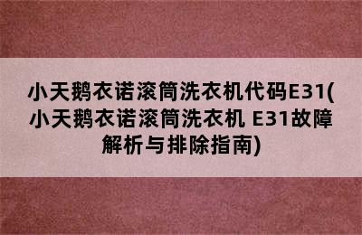 小天鹅衣诺滚筒洗衣机代码E31(小天鹅衣诺滚筒洗衣机 E31故障解析与排除指南)